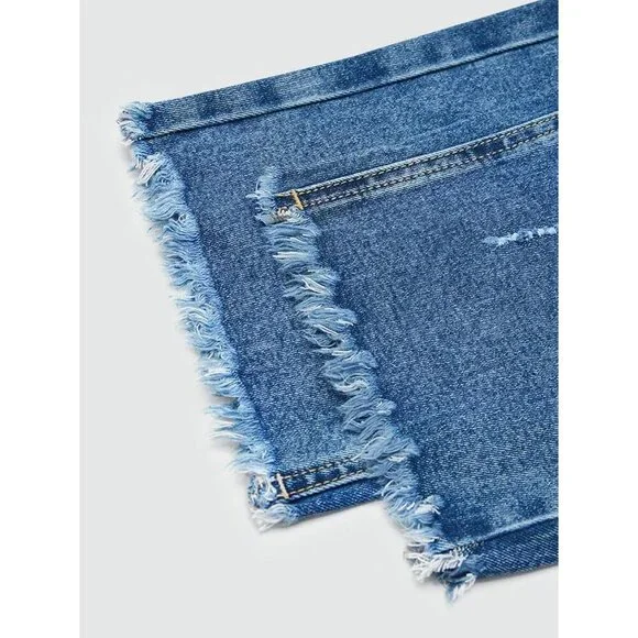 Women’s Cropped Straight Leg Jeans Mid Rise Stretchy Baggy Ankle Pants - Picture 5 of 5